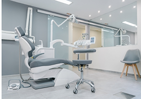 Dental chair in dental office in Austin