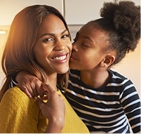 Daughter kissing mother on cheek