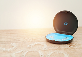 Invisalign aligners around open case