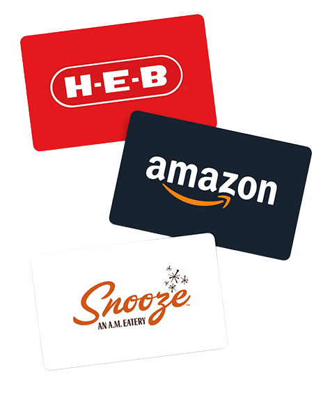 HEB Amazon and Snooze gift cards
